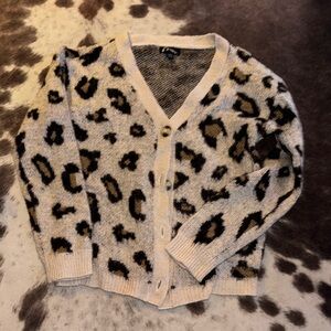 Art Class Cream and Black Leopard Print Cardigan